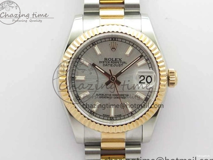 RG SS President Stick Markers NH05A Best GSF 178274 SEIKO 31mm Datejust Edition on Bracelet Dial SS RG Silver 1123